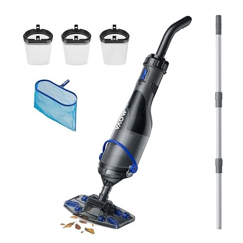 Cordless Pool Vacuum, 18.5 GPM Suction, Transparent Suction Head & Handler V10