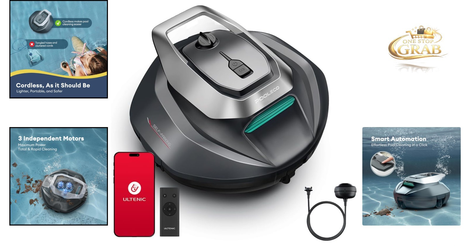 Cordless Robotic Pool Cleaner with Remote Control, 90 Min Runtime, Fast Charg…
