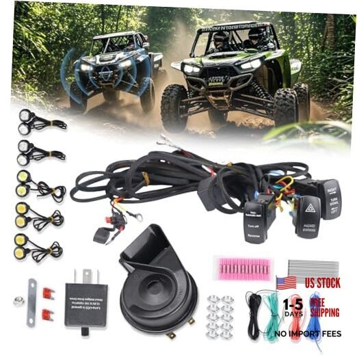 UTV Turn Signal Kit with Horn, ATV UTV Street Legal Kit, Pre-Wired, Plug and