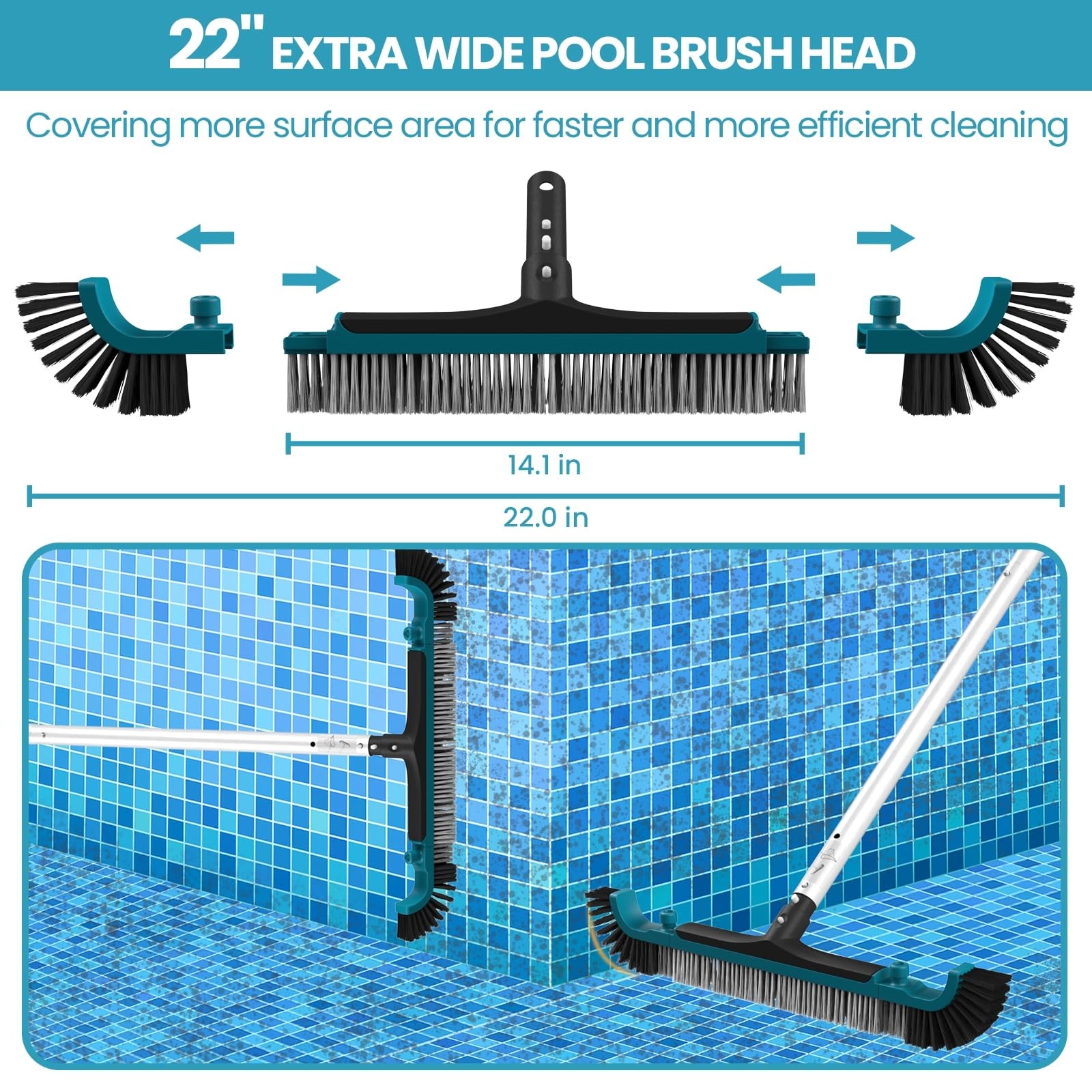 Deluxe Swimming Pool Cleaning Kit Including Pool Net and Vacuum Head, Pool Br…