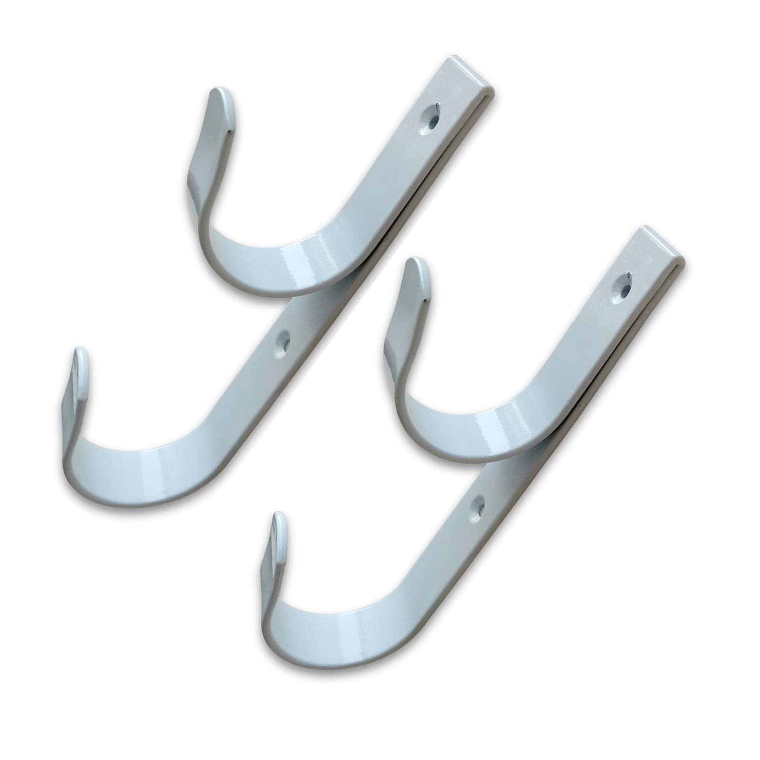 4 PCS Set Wide Pool Pole Hangers Heavy Duty White Aluminium Holder Hooks with…