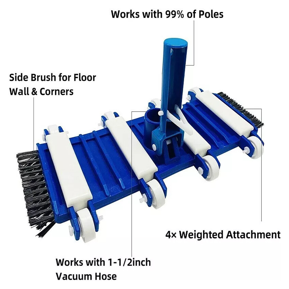 14&Prime; In-Ground Above-Ground Swimming Pool Vacuum Head Cleaner with Brushes Wheels