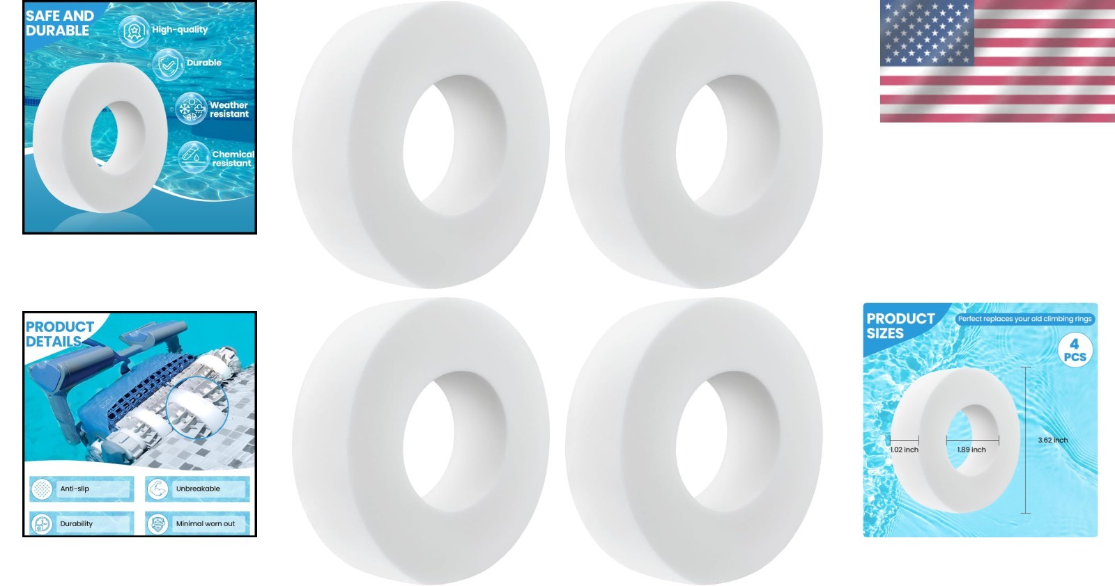 Essential Replacement 4PCS Foam Rings for Dolphin Cleaners – Superior Grip