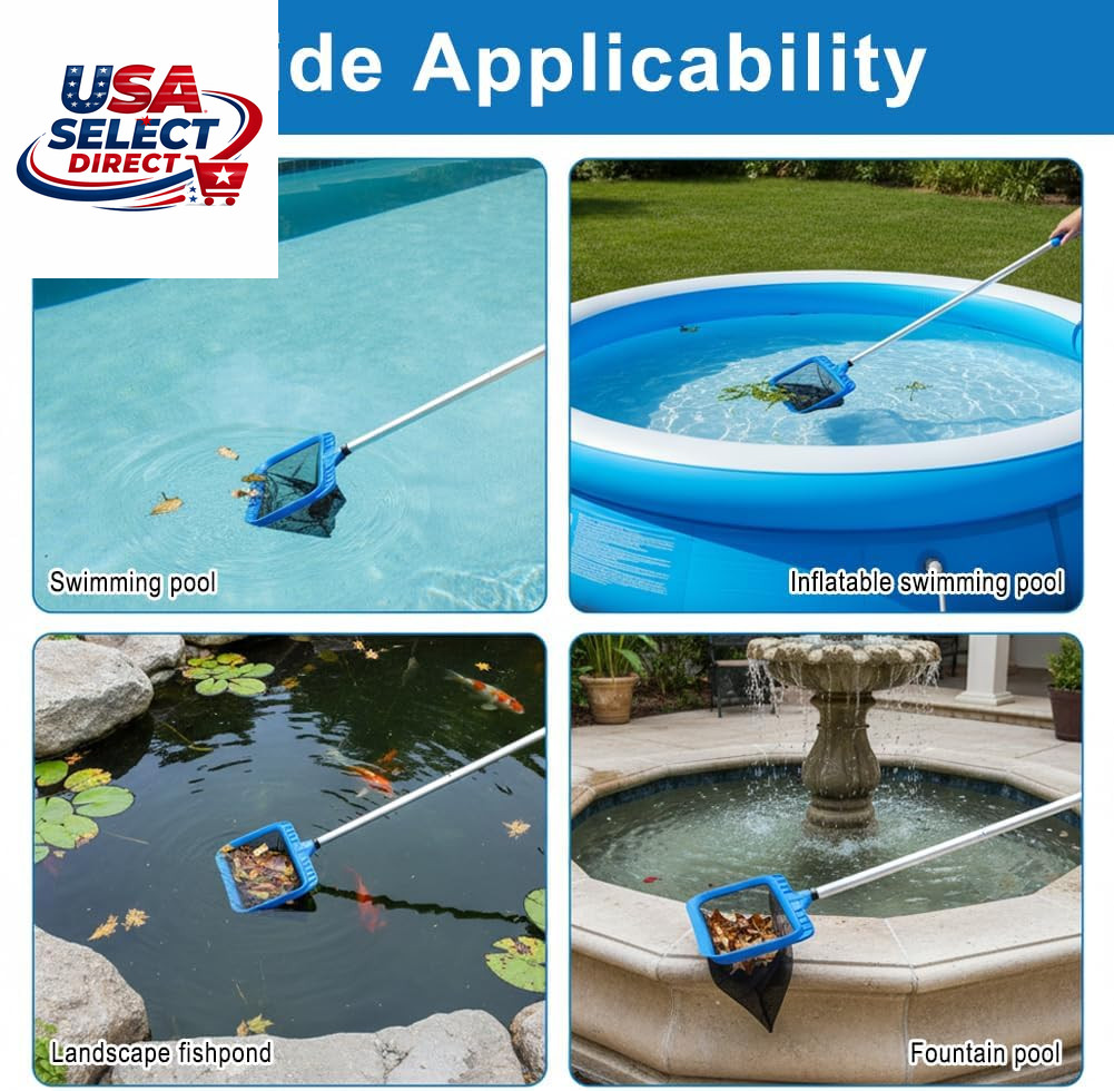 Swimming Pool Cleaning Kit with Skimmer Net & Brush – 56 Inch Pole