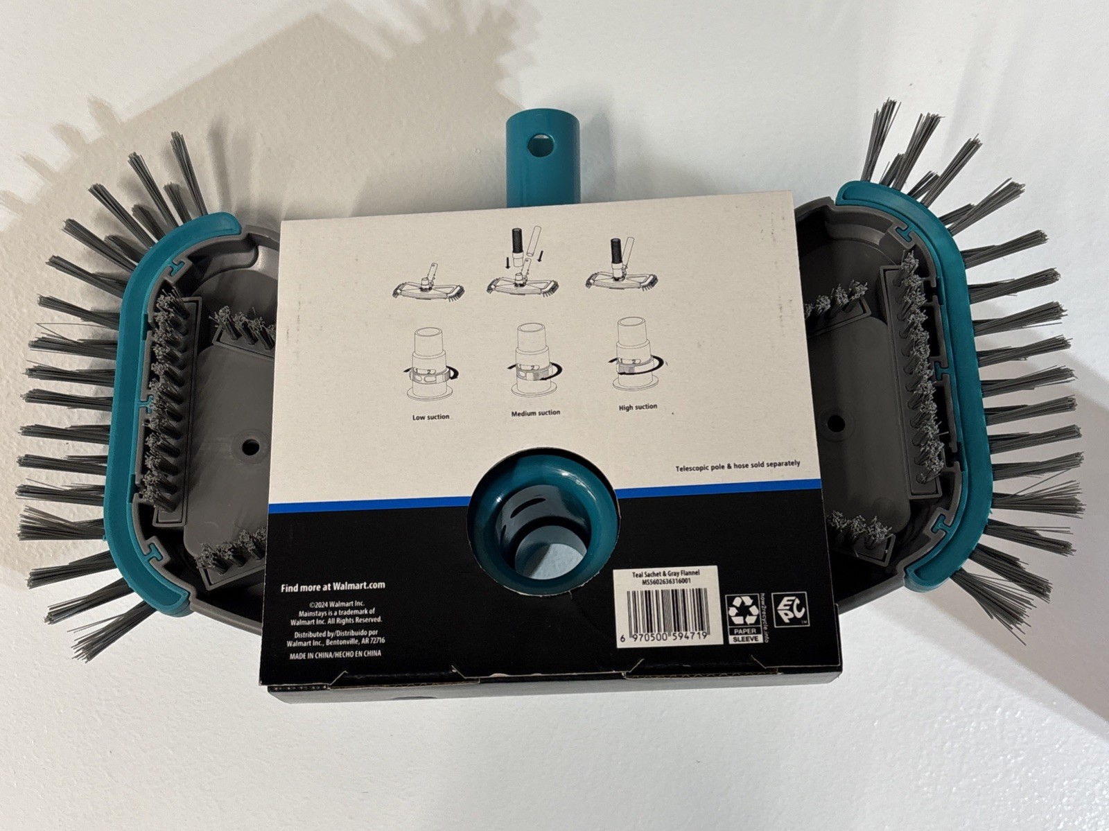Weighted 14” Pool Vacuum Head with Air Valve and Blue PP Bristles
