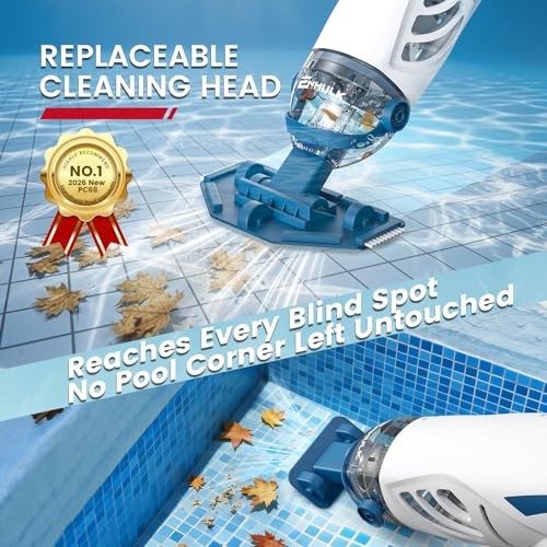 Pool Vacuum for Above Ground Pool with 9&prime; Extension Pole, 4 Filters, PC68 Pro