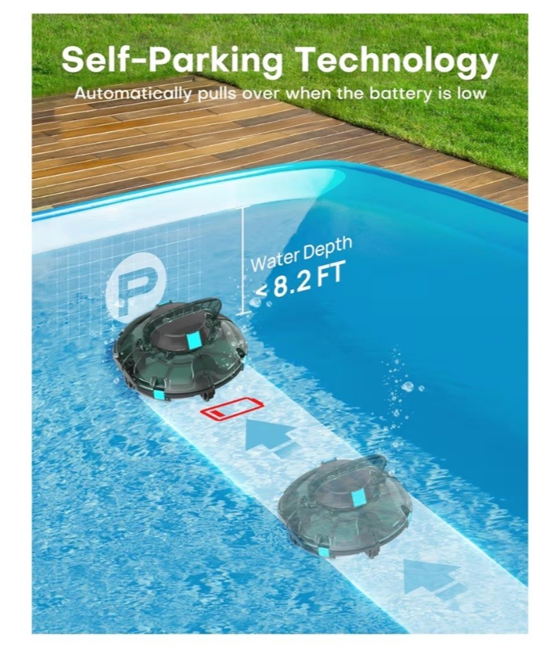 Winny Pool Cleaner Cordless Robotic Lasts 80 Min 645 Sq Ft Portable Light Green