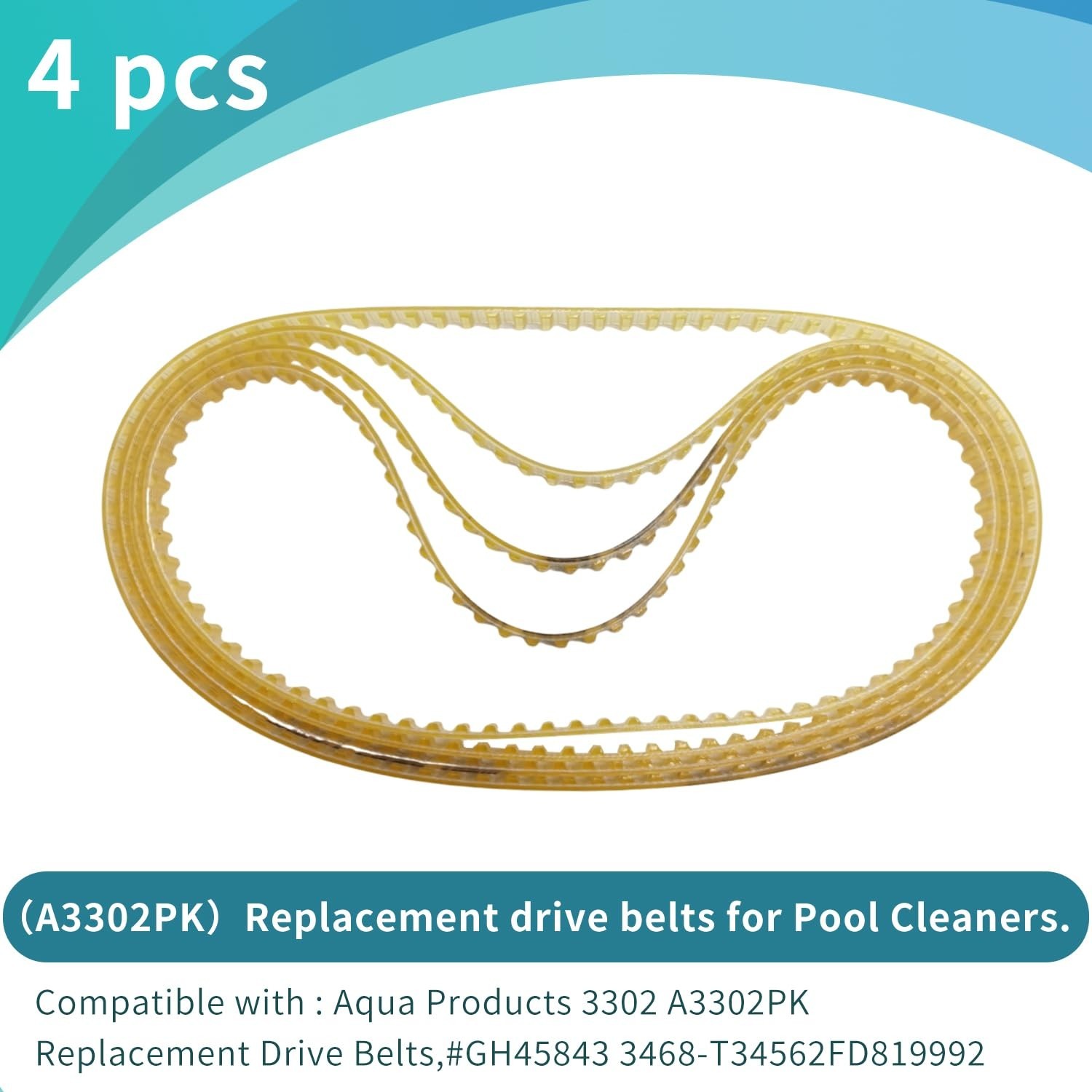 4Pcs Pool Cleaner Drive Belts Replacement for Aquabot Parts 3302 A3302PK Belt