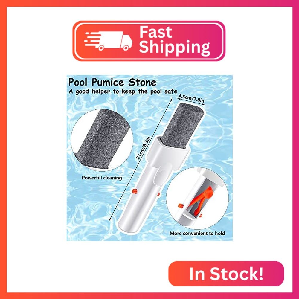 Geiserailie 3 Pcs Pool Pumice Stone with Ez-Clip Handle Erase Rust Stain Spot Re