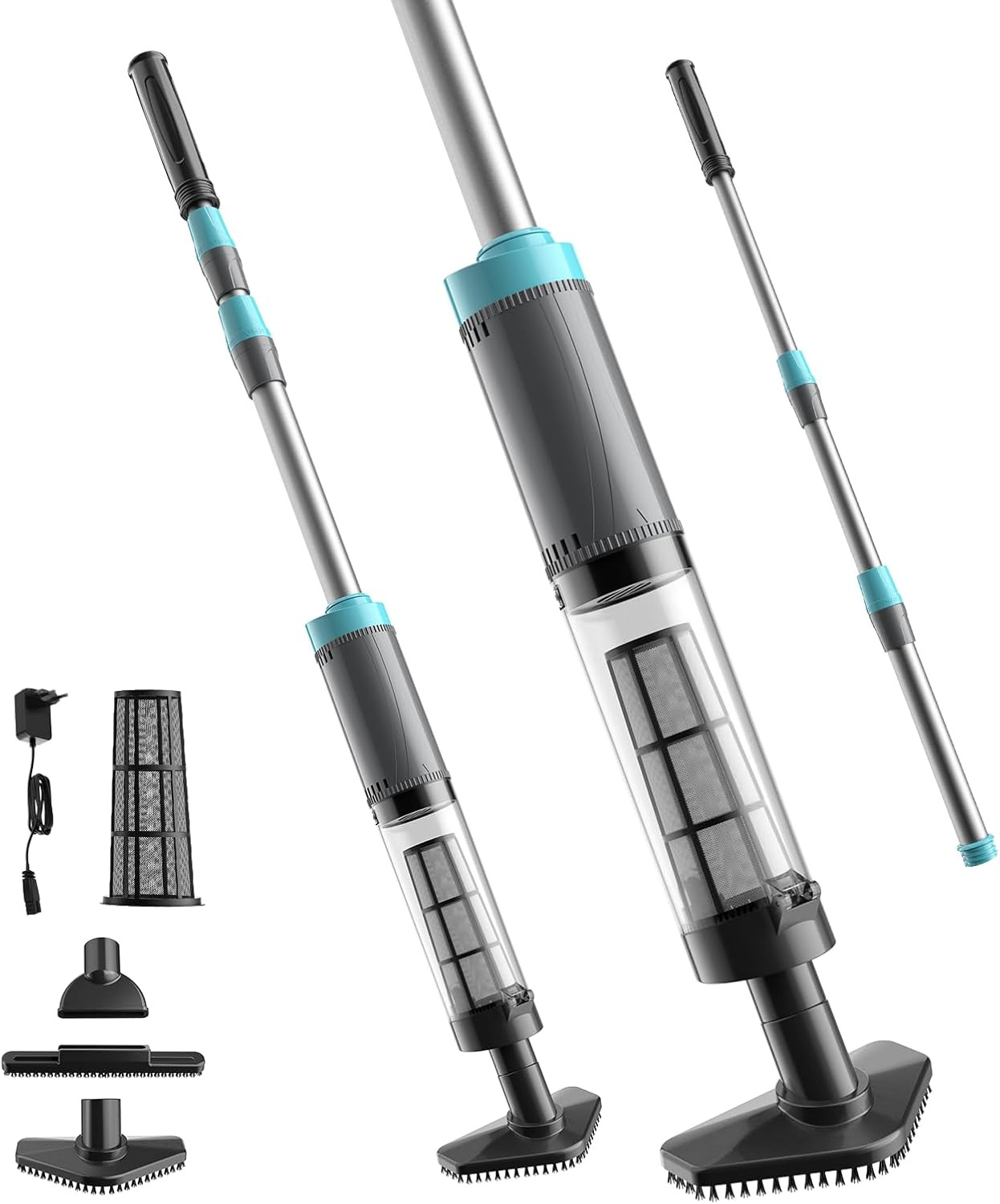 Cordless Handheld Hot Tub Vacuum with LED Light & 3 Brush Heads