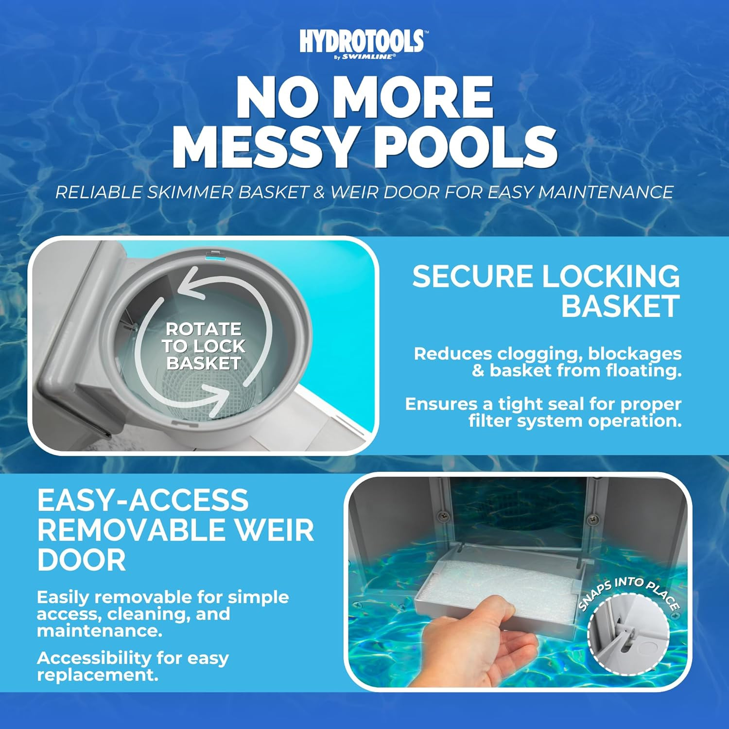 HYDROTOOLS GREY Standard Thru-Wall above Ground Pool Skimmer Kit | ABS Construct