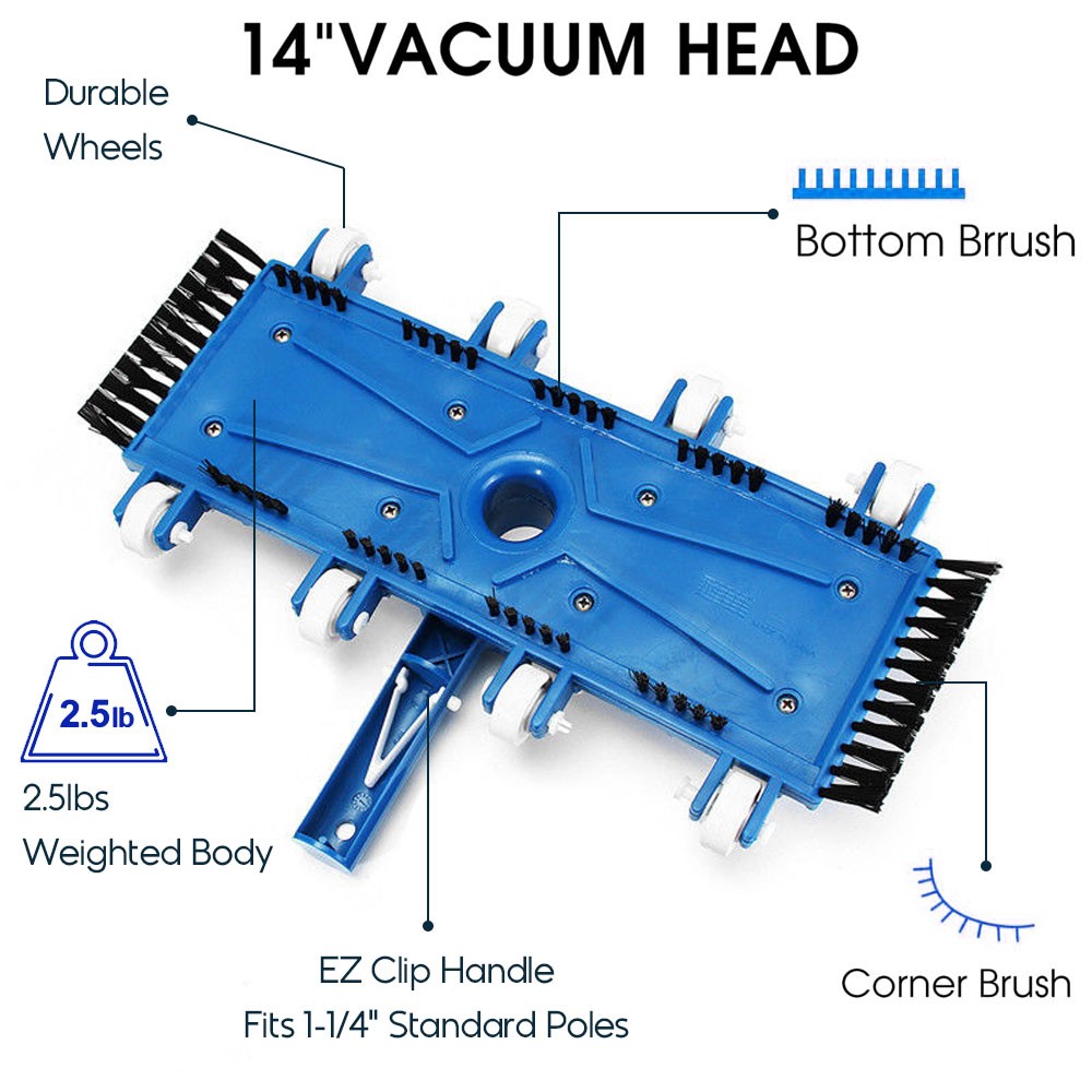 14 In Flexible Heavy Weighted In-Ground Swimming Pool Vacuum Head In ground