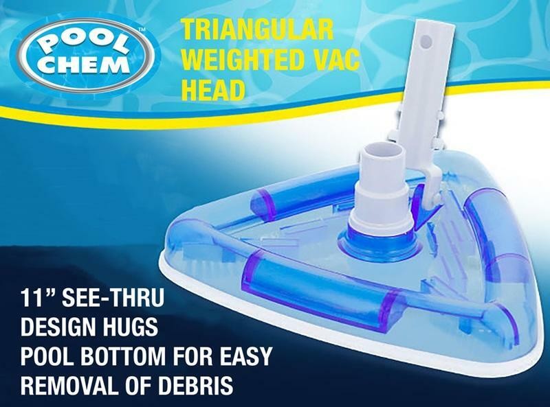 Weighted Clear Triangle Head Pool Vacuum Swivel Fitting 1-1/4&Prime; & 1-1/2&Prime; Hose Fit