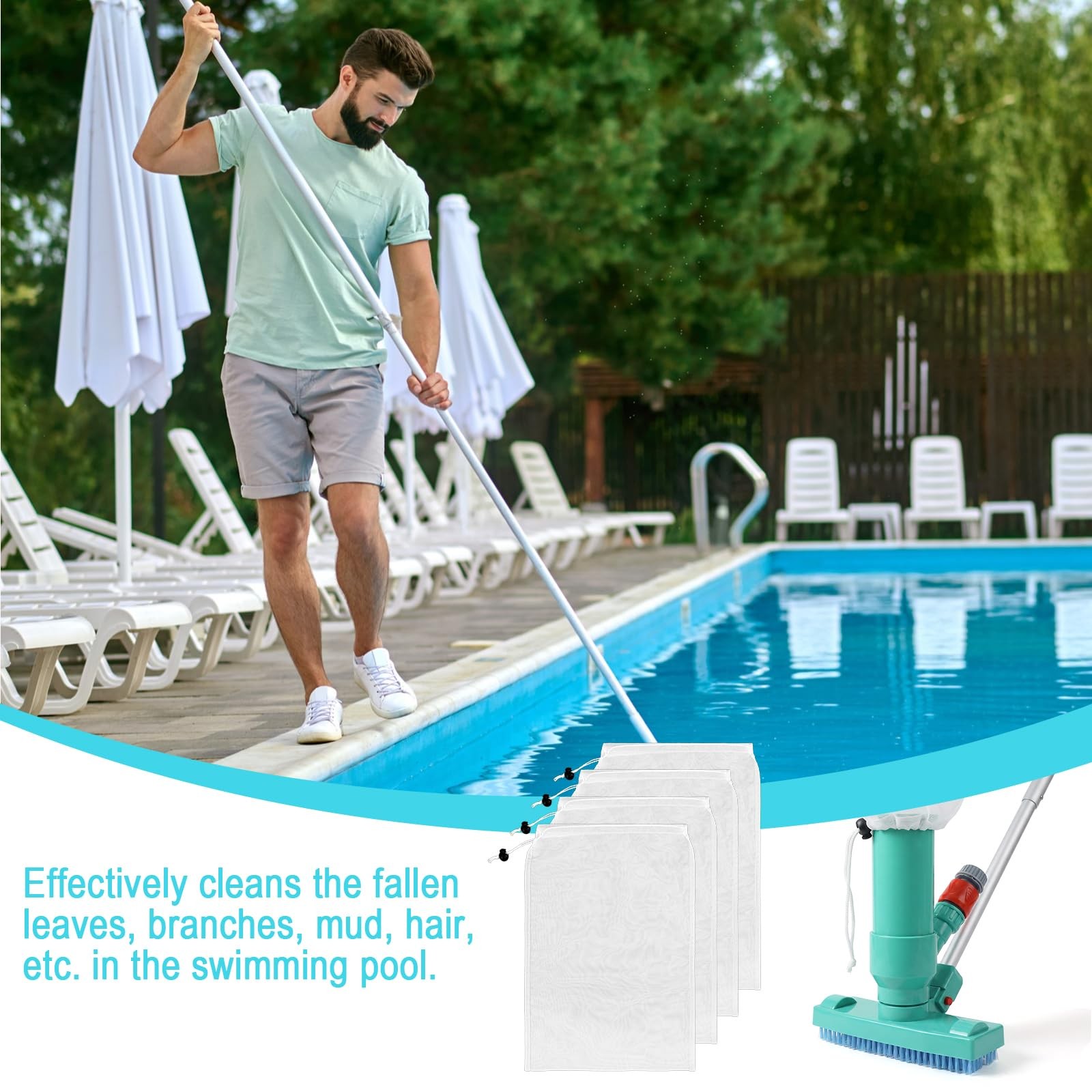 4pcs Pool Vacuum Bag 12.5X 9in Aquarium Mesh Bag Extra Fine Aquarium Filter M…