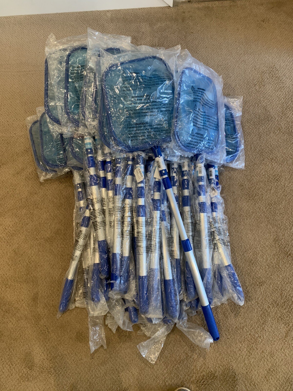 Swimline Pool Pond Net Leaf Skimmers w/ 4&prime; Adj. Aluminum Telescopic Lot Of 46
