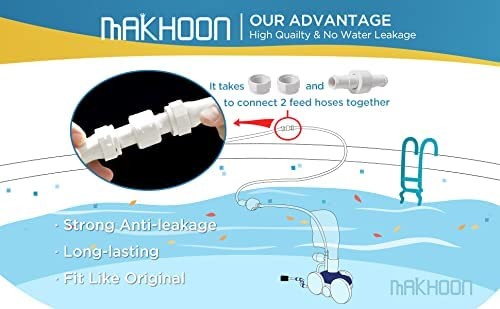 MAKHOON [Upgraded] Pool Cleaner Feed Hose Replacement for 32.8 feet, Black