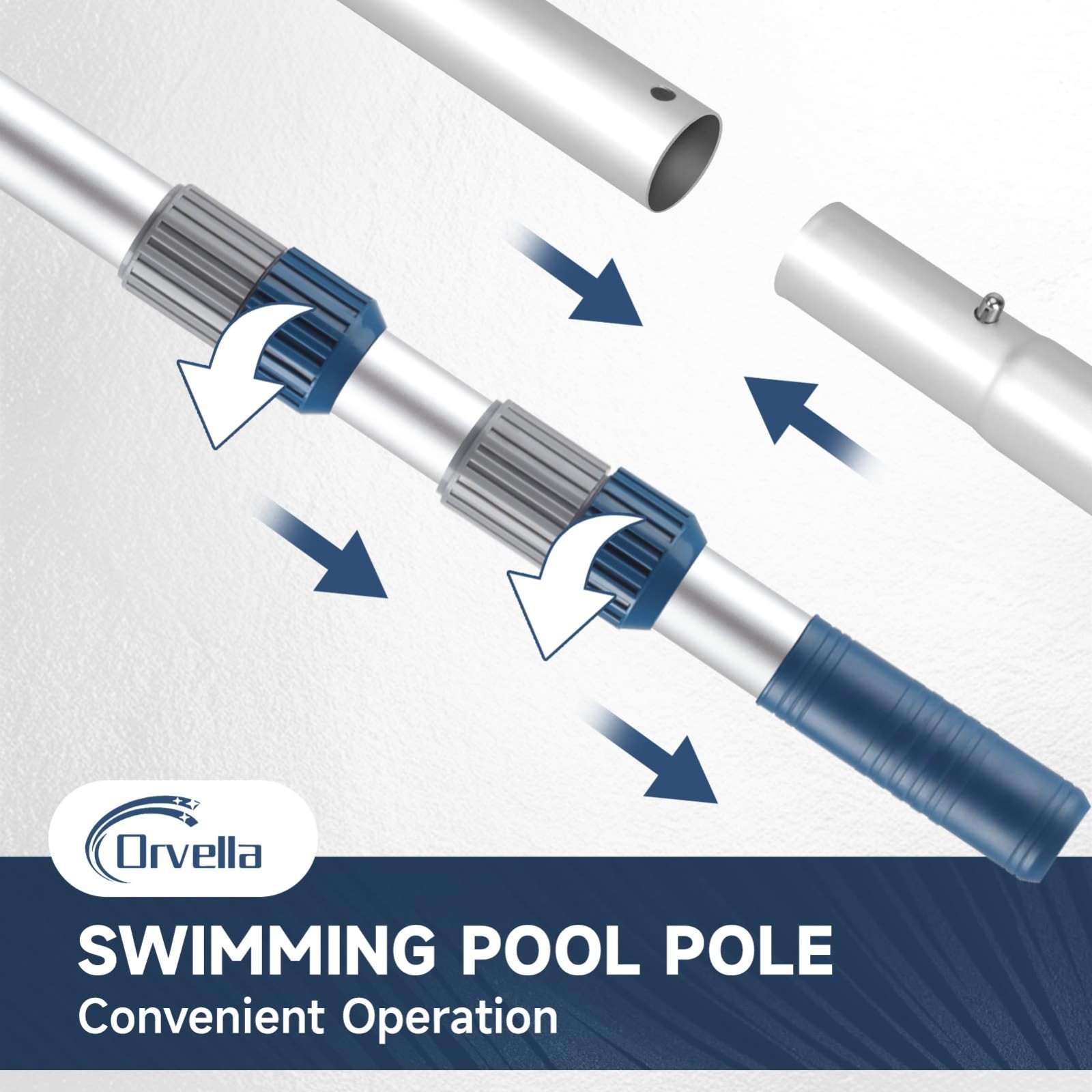 16FT Telescopic Pool Cleaning Pole – Aluminum, Universal Connector for Skimmer,