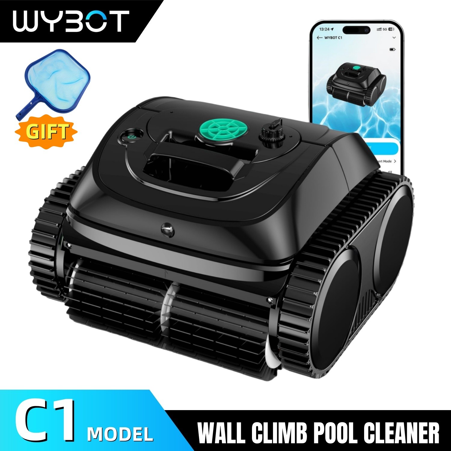 WYBOT C1 Pool Vacuum Robot Cordless Robotic Pool Cleaners Wall Climbing Inground