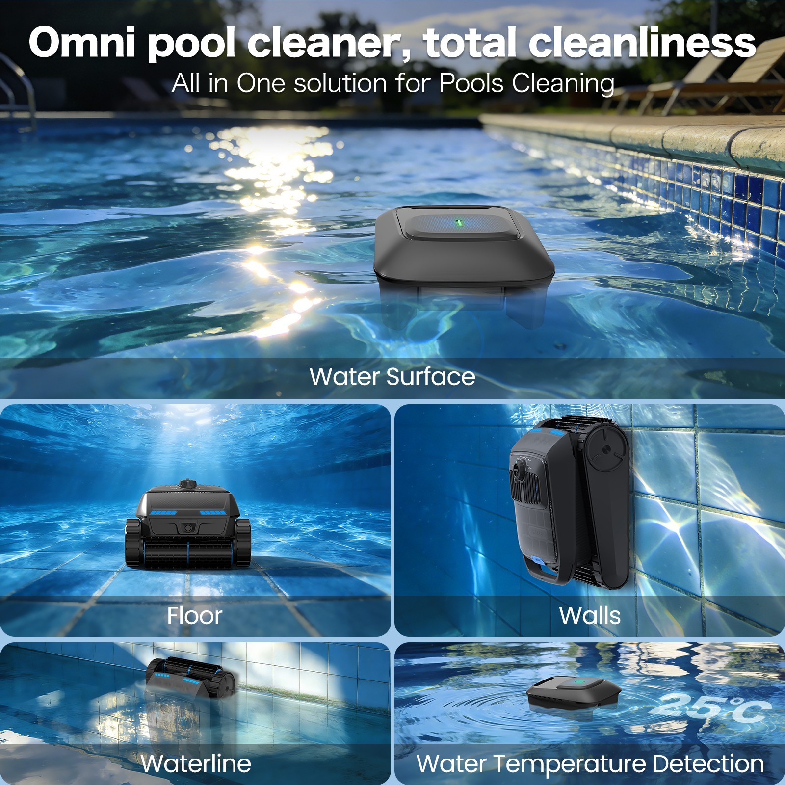 AIRROBO CP400 Cordless Robot Pool Cleaner & Robotic Pool Skimmer Inground APP