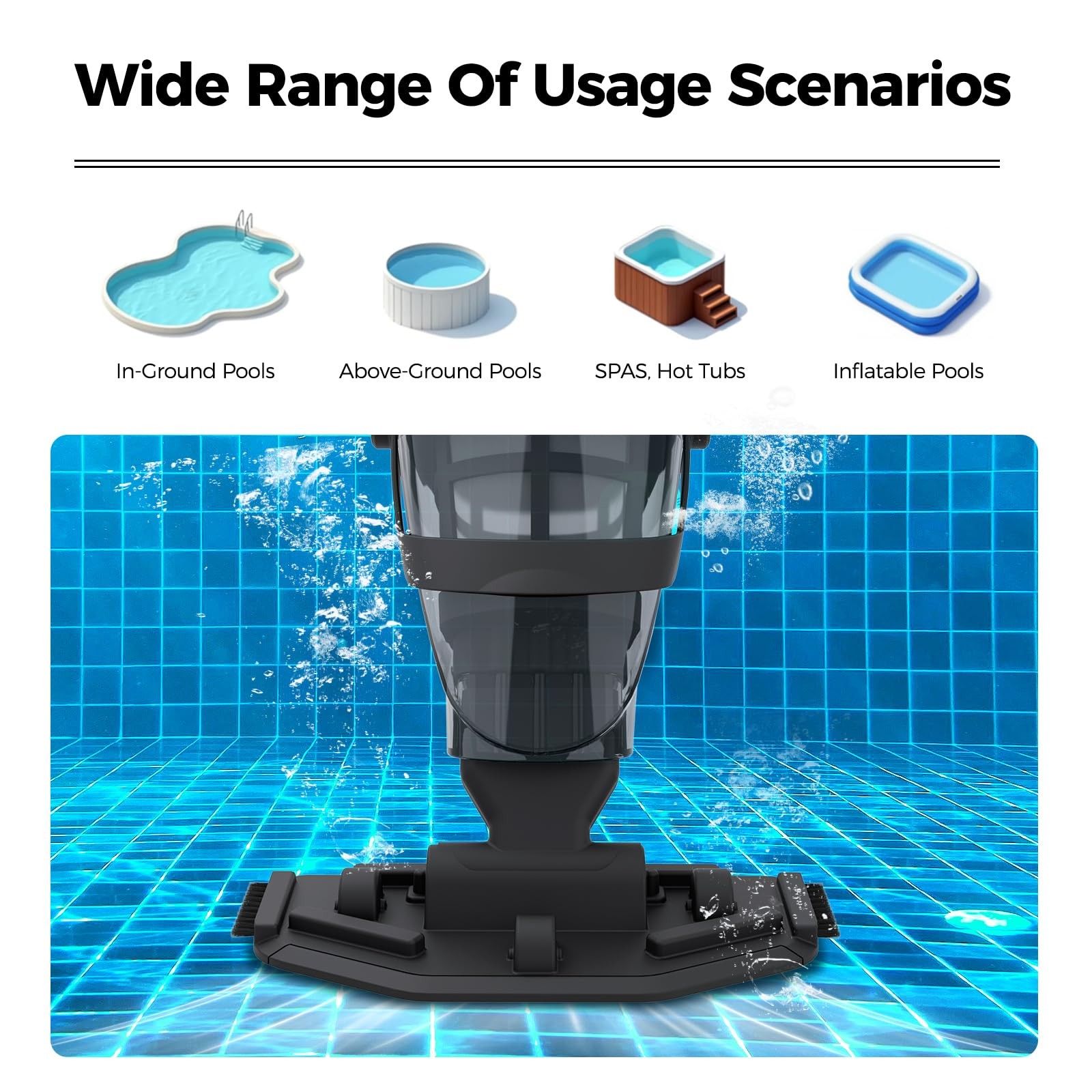 Rechargeable Cordless Pool Vacuum for above Ground Pool with Telescopic Pole Hot