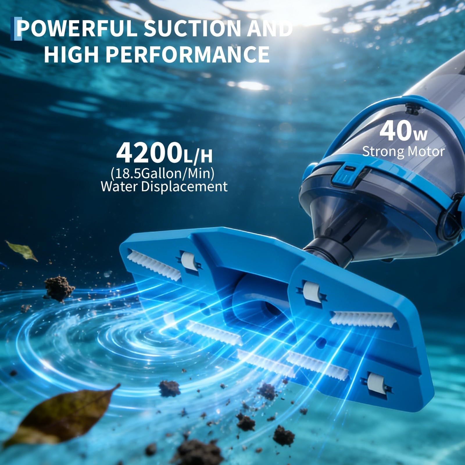 GarveeLife Pool Vacuum for Above Ground Pool Upgraded 13.4 Wide Head &