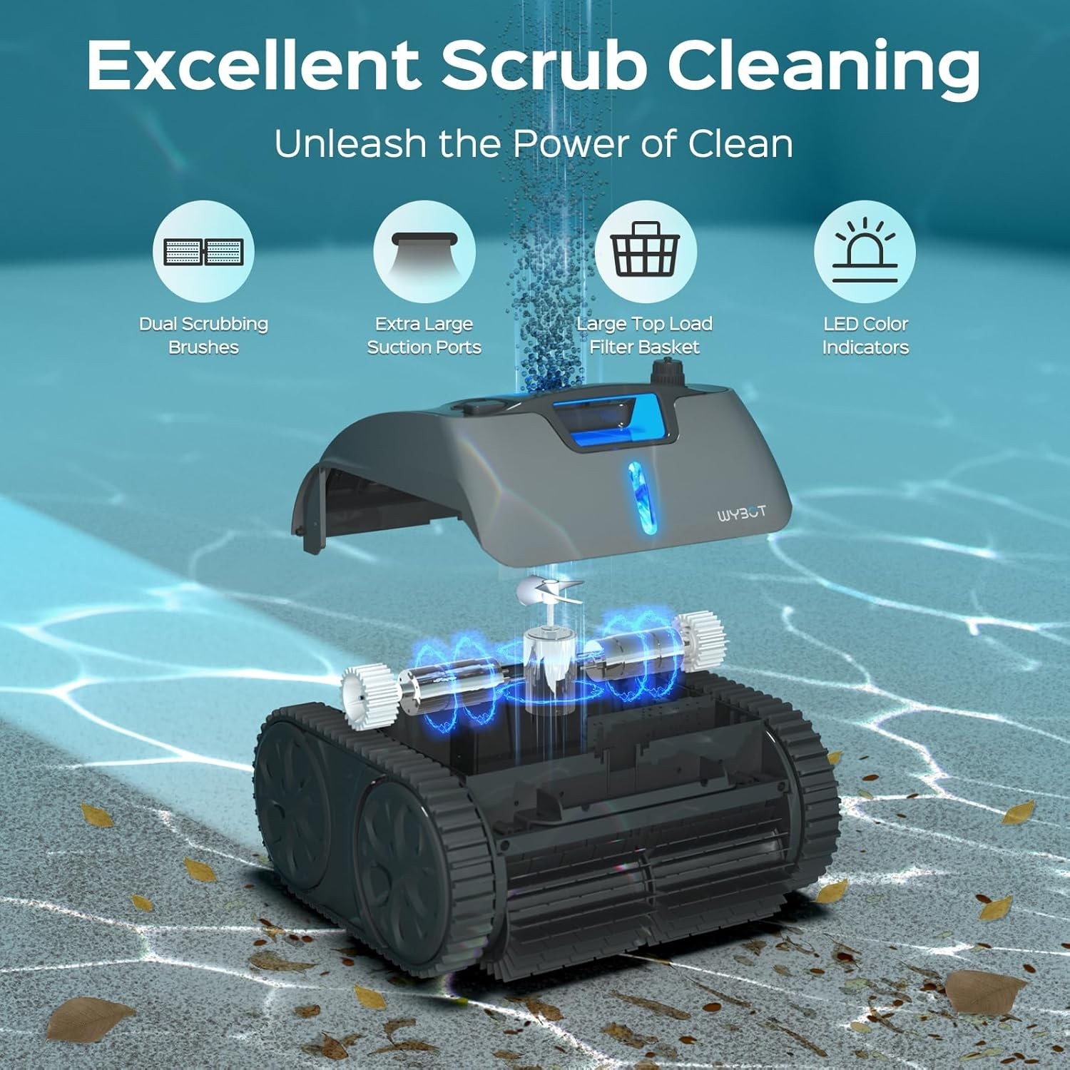 C1 Max Robotic Pool Vacuum Inground Pool Cleaner APP Wall Climbing