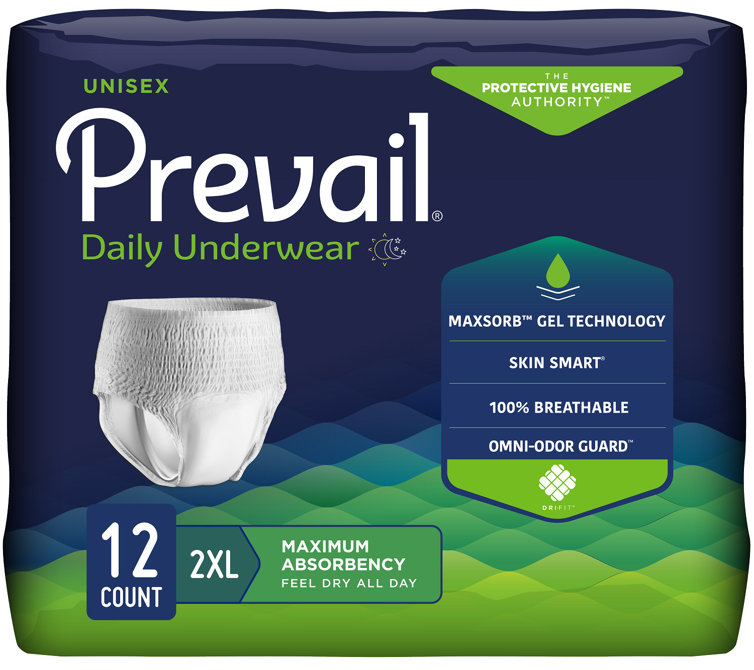 Prevail Extra Absorbency Underwear Diaper, 2X-Large, PV-517 12/Pack, 2 Packs