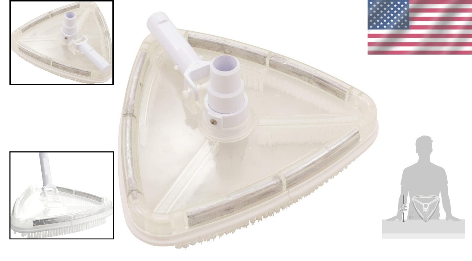 Manual Pool Vacuum 196 – Vinyl Liner with Transparent Design for Easy Cleaning