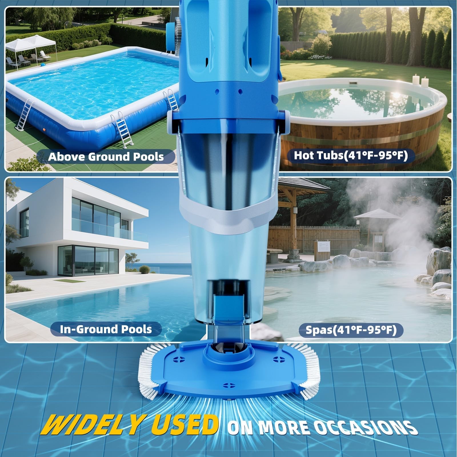Cordless Pool Vacuum with Telescopic Pole, 26.5 gallons/min Powerful Suction,…