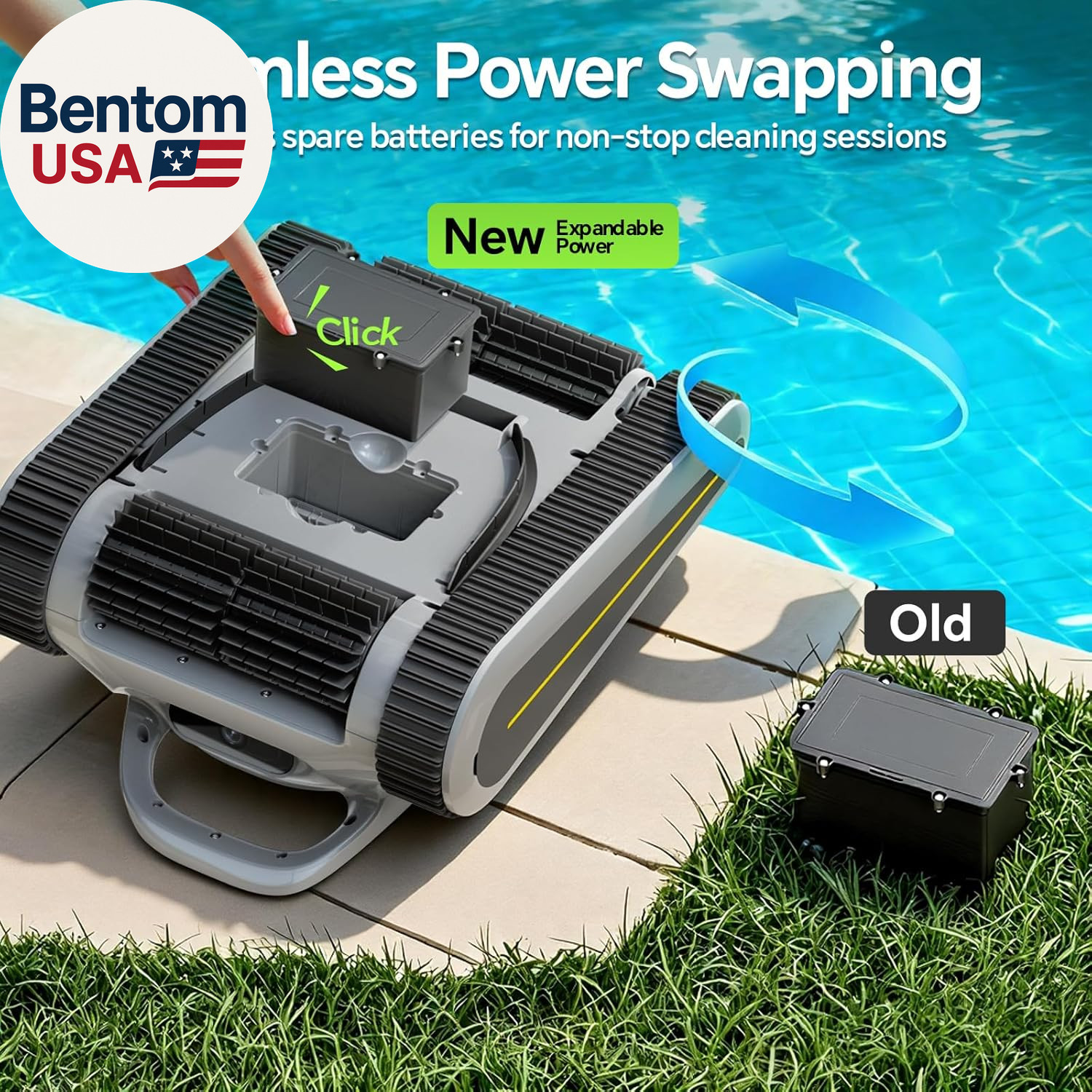 Pool Vacuum for Inground Pools & above Ground Pool, Cordless Robotic Pool Cleane