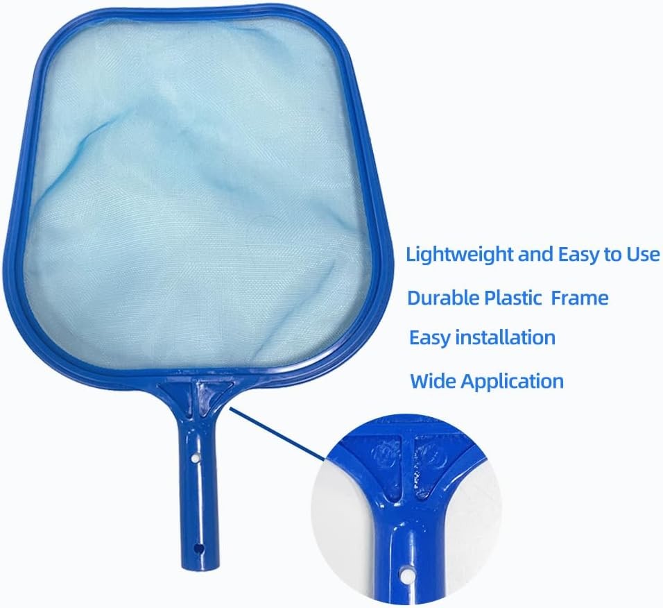 Hanheld Pool net skimmer for leaves and dirt with pole for deep pools