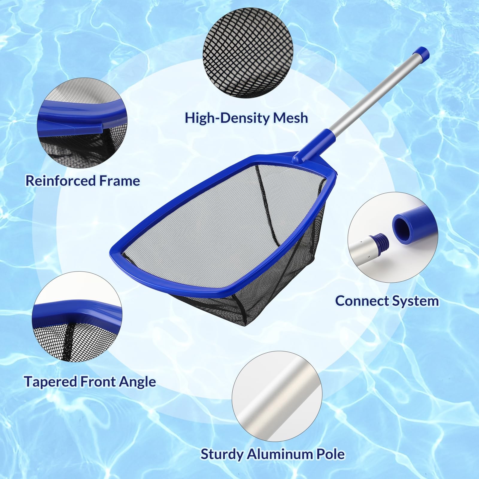 « Ultra Fine Mesh Pool Skimmer Net with Pole for Fast Clean Leaves & Debris »