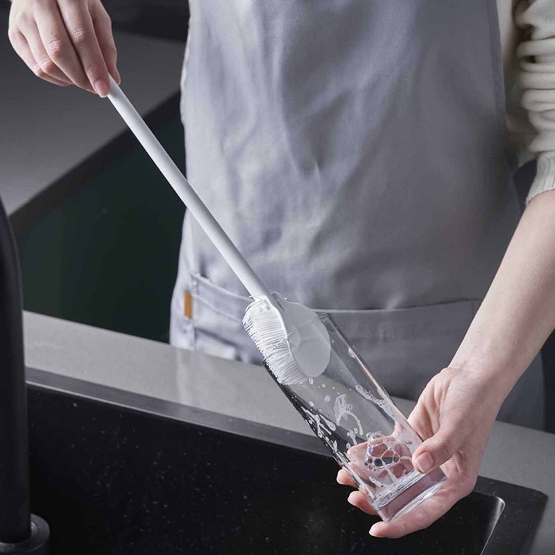 Bendable Cleaning Brush Cup Scrubber Glass Cleaner Kitchen Long Handle Brush