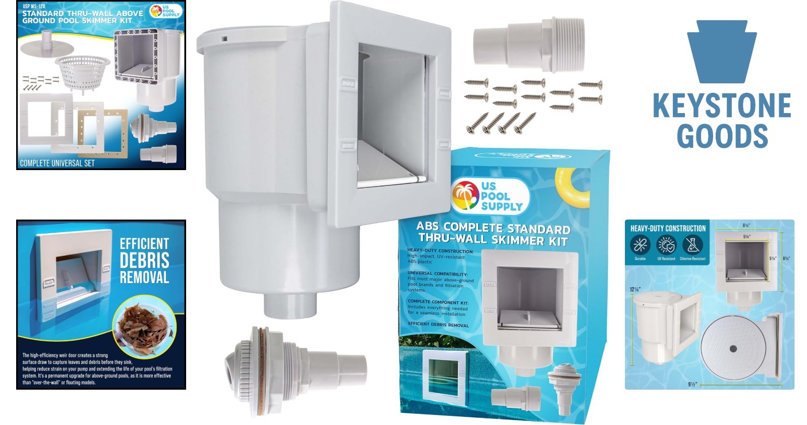 Universal Thru-Wall Pool Skimmer Kit – Heavy-Duty ABS, Complete Set for Above…