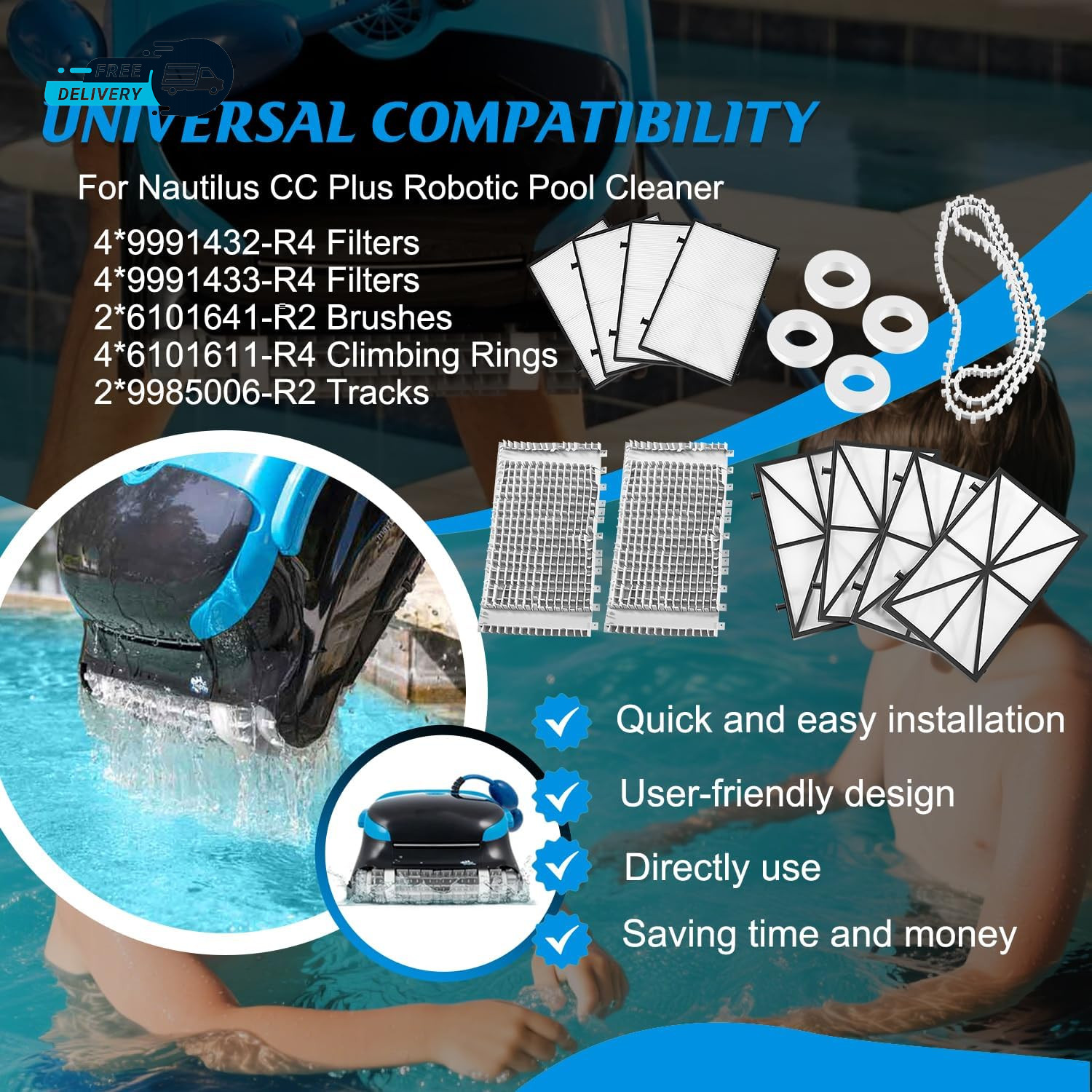 Tune-Up Kit Maytronics Dolphin Nautilus CC plus Robotic Pool Cleaner Includes.