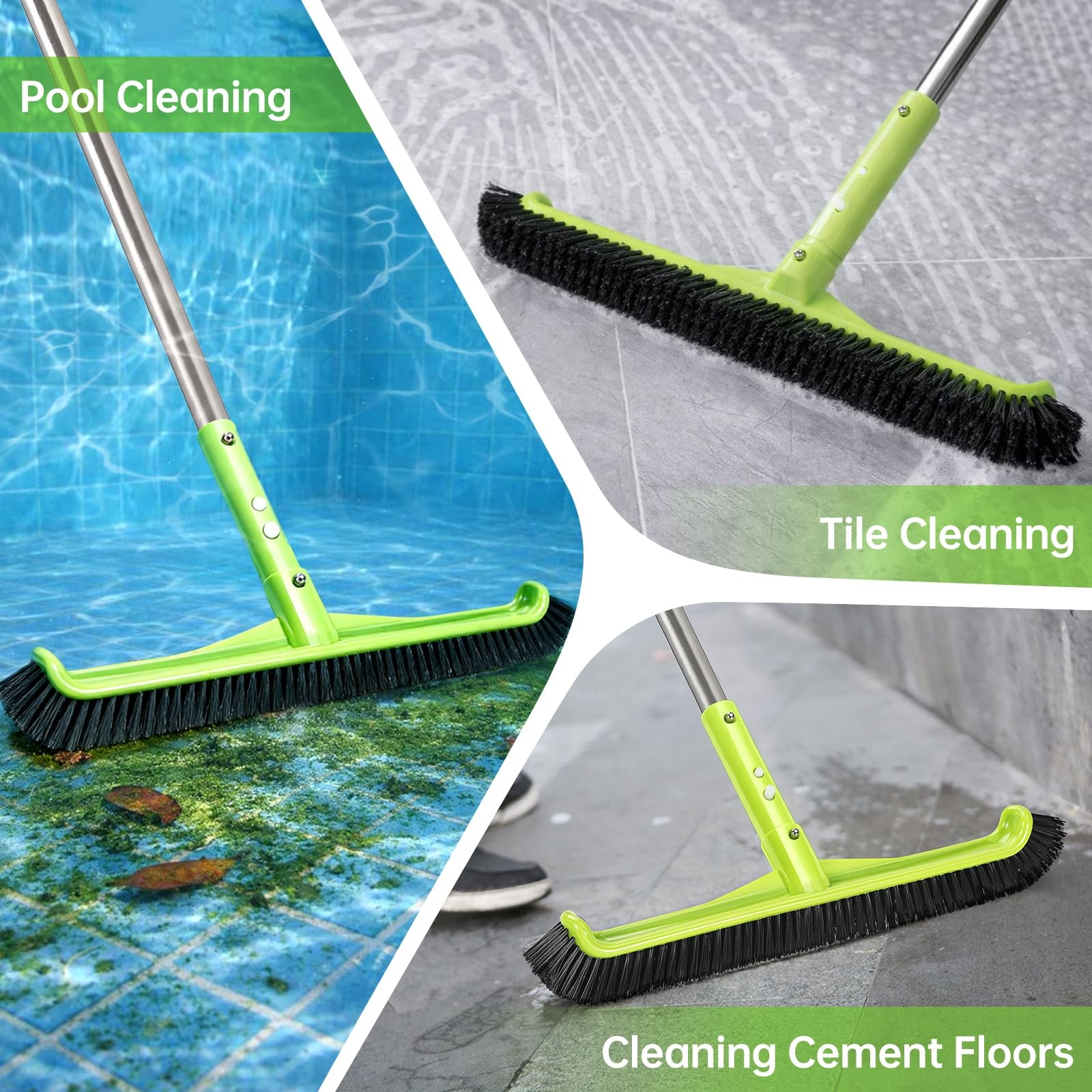 Pool Brush Head, Scrub with Premium Nylon 3x3x17 inches, Green