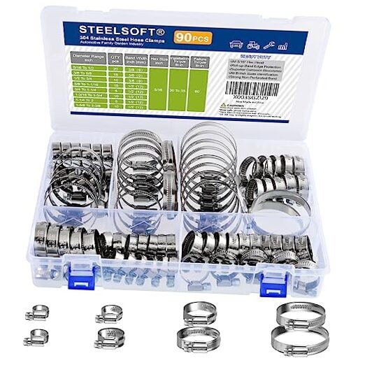 Heavy Duty SAE Standard Hose Clamp Assortment 5/16 to 2-3/8&Prime; – 90 PCS Heavy Duty