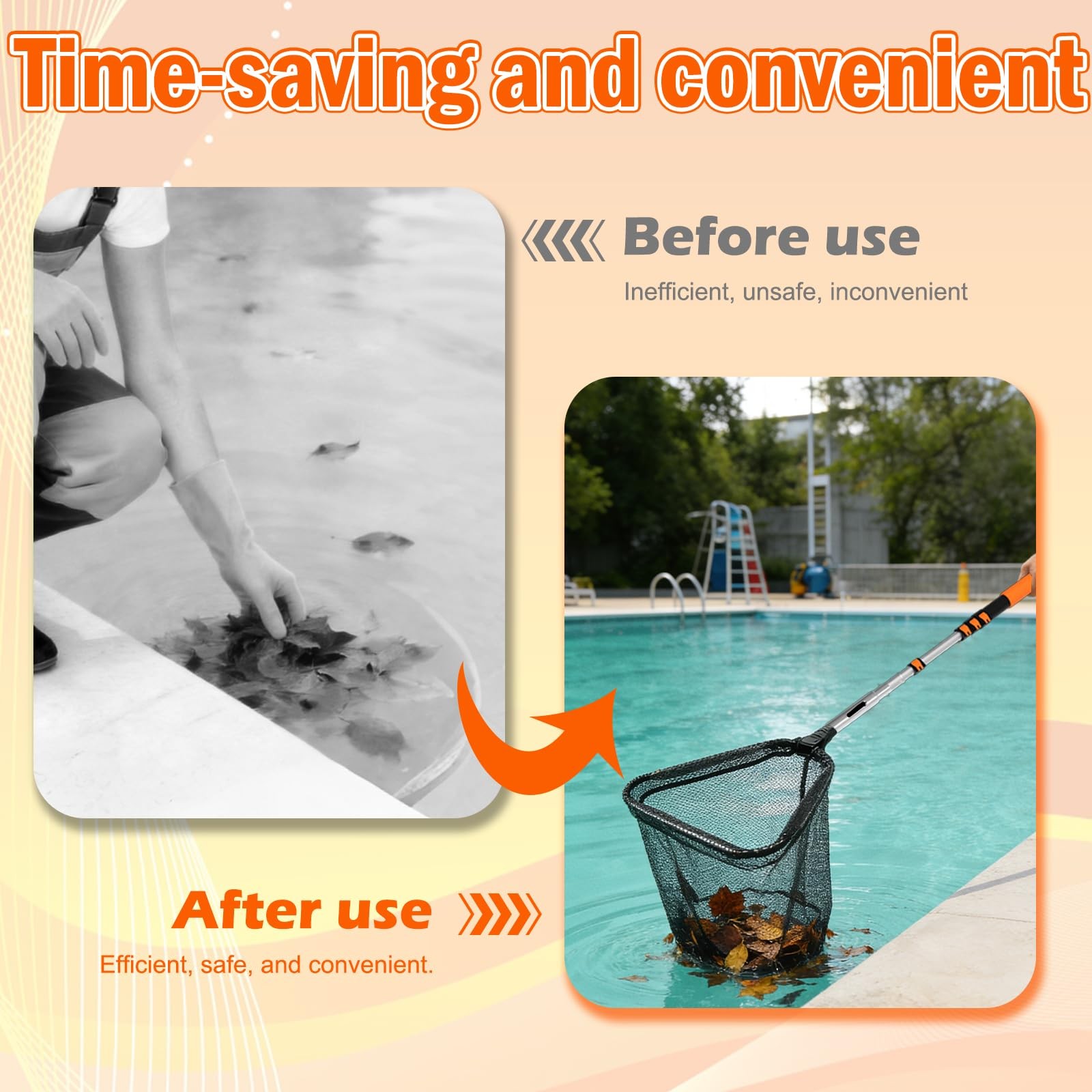 SISIUPASSIE 12FT Pool Skimmer Net with Pole, Foldable & Larger Capacity Pool …