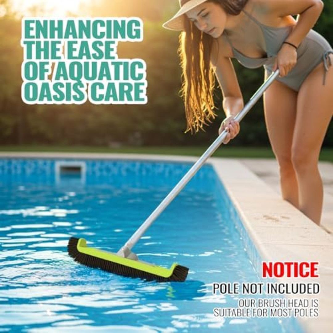 18&Prime; Pool Brush Head for Cleaning Swimming Walls,Curved Ends Scrub Brush Black US