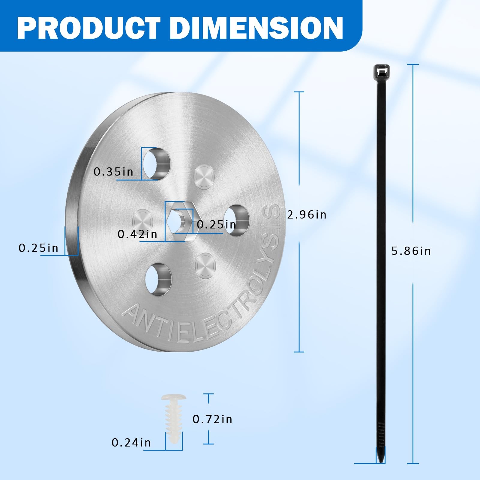 Pool Skimmer Zinc Anode Weight – Anti-Electrolysis Sacrificial Anode for Salt…