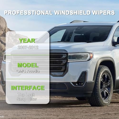 Windshield Wiper Blades for GMC Acadia 2007-2012, 3 Pack | 24/21 Inch Front