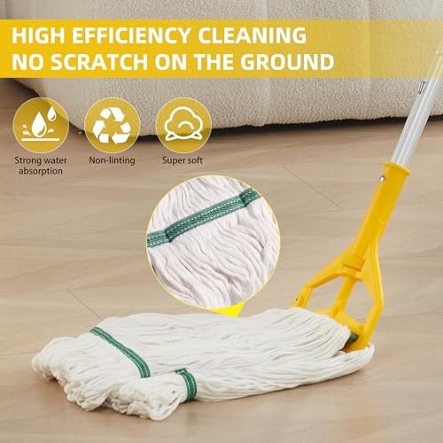 Heavy Duty Industrial Mop with Long Handle – 59&Prime; Looped-End String