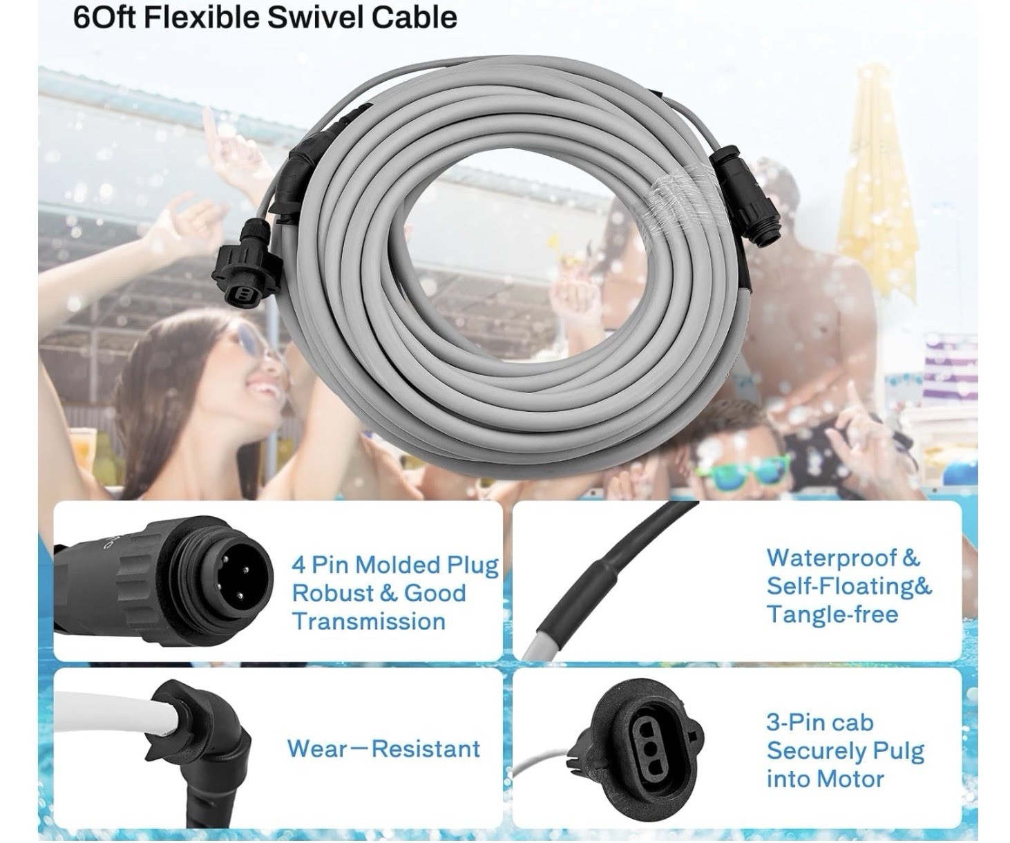 for Polaris Zodiac Sport Robotic Pool Cleaner R0516800 Floating Cable 60FT (18M)