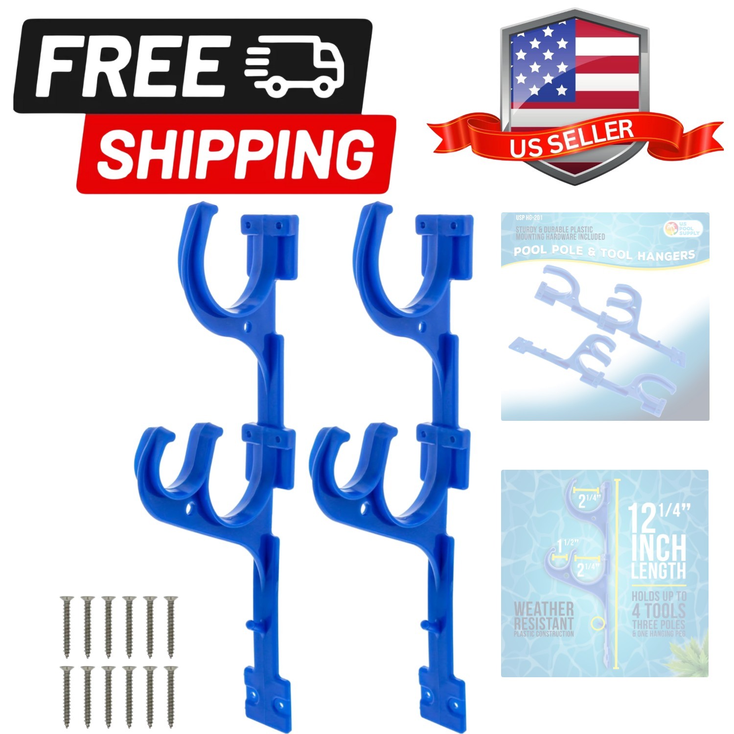 Pool Pole Hanger – 2 Plastic Pool Hooks for Poles – Equipment Fence Hook for …