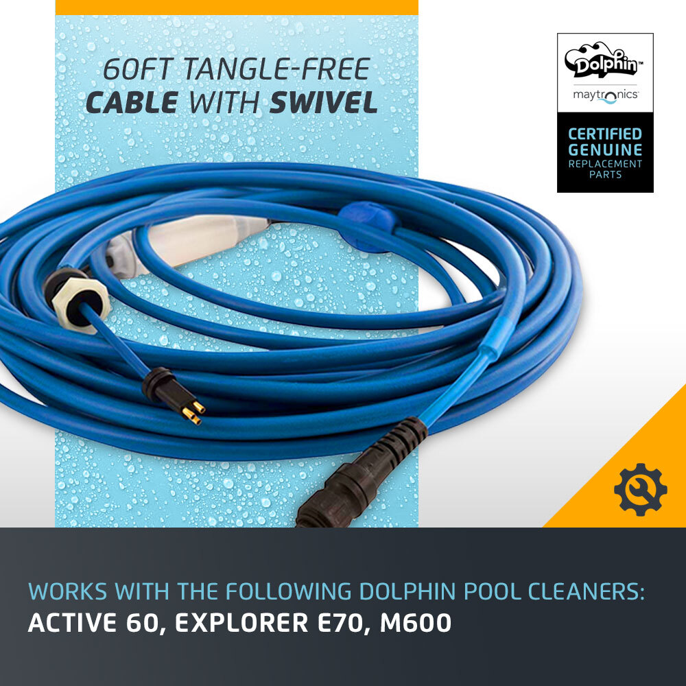Dolphin Genuine Replacement Part Durable 60 FT Blue Cable with Swivel