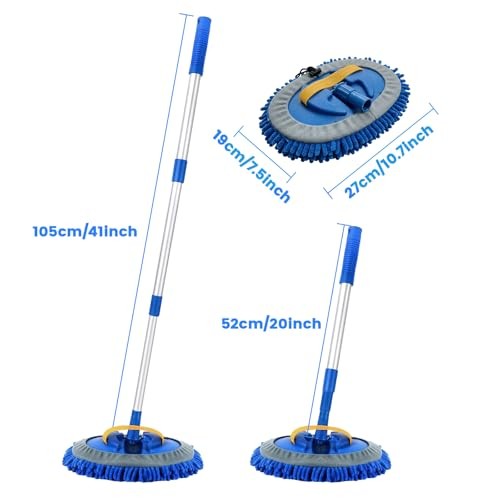 41&Prime; Car Cleaning Brush with Telescopic Handle Aluminum Alloy Long Rod,