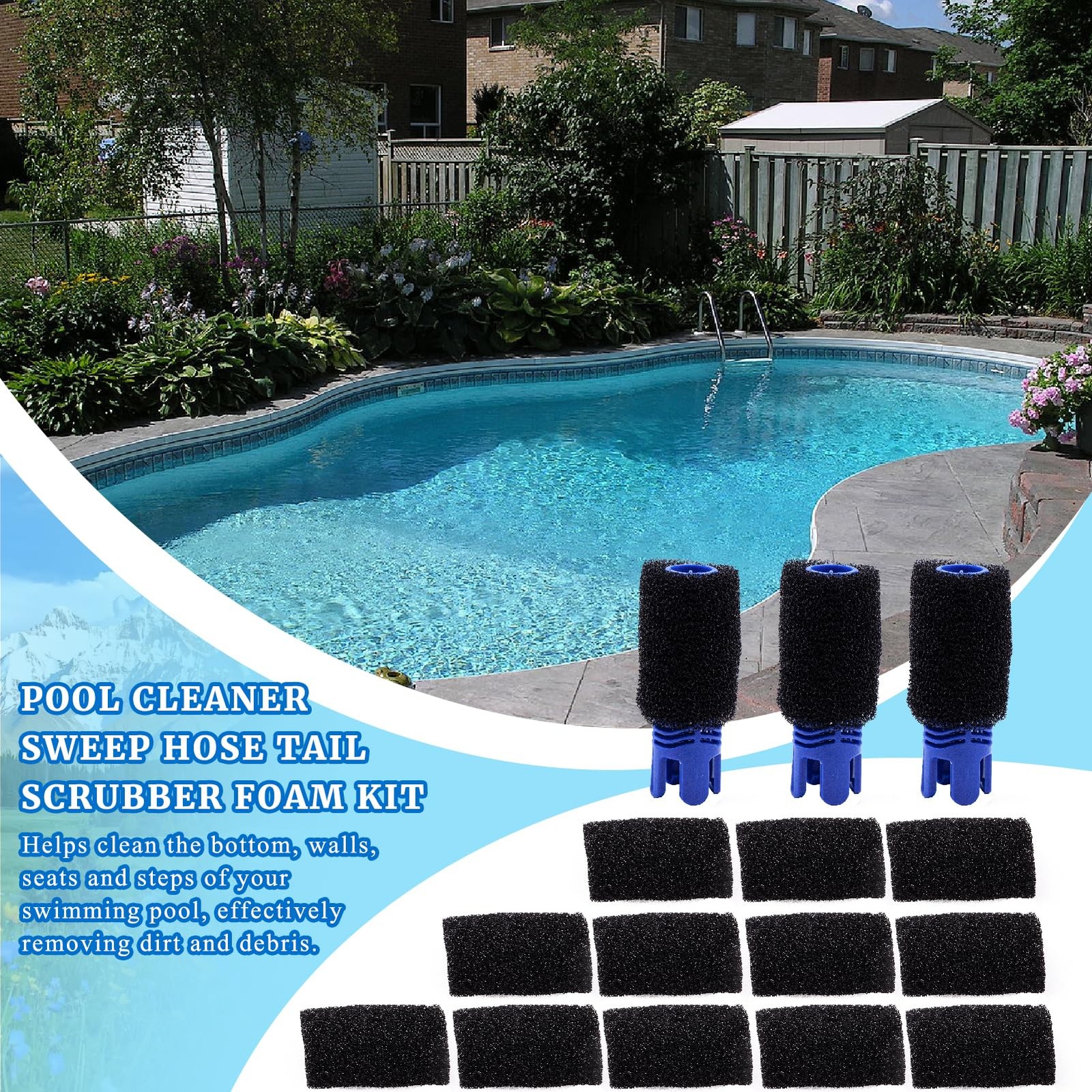 gtpartes Pool Cleaner Sweep Hose Tail Scrubber and Prefilter Sponge Kit Fit f…
