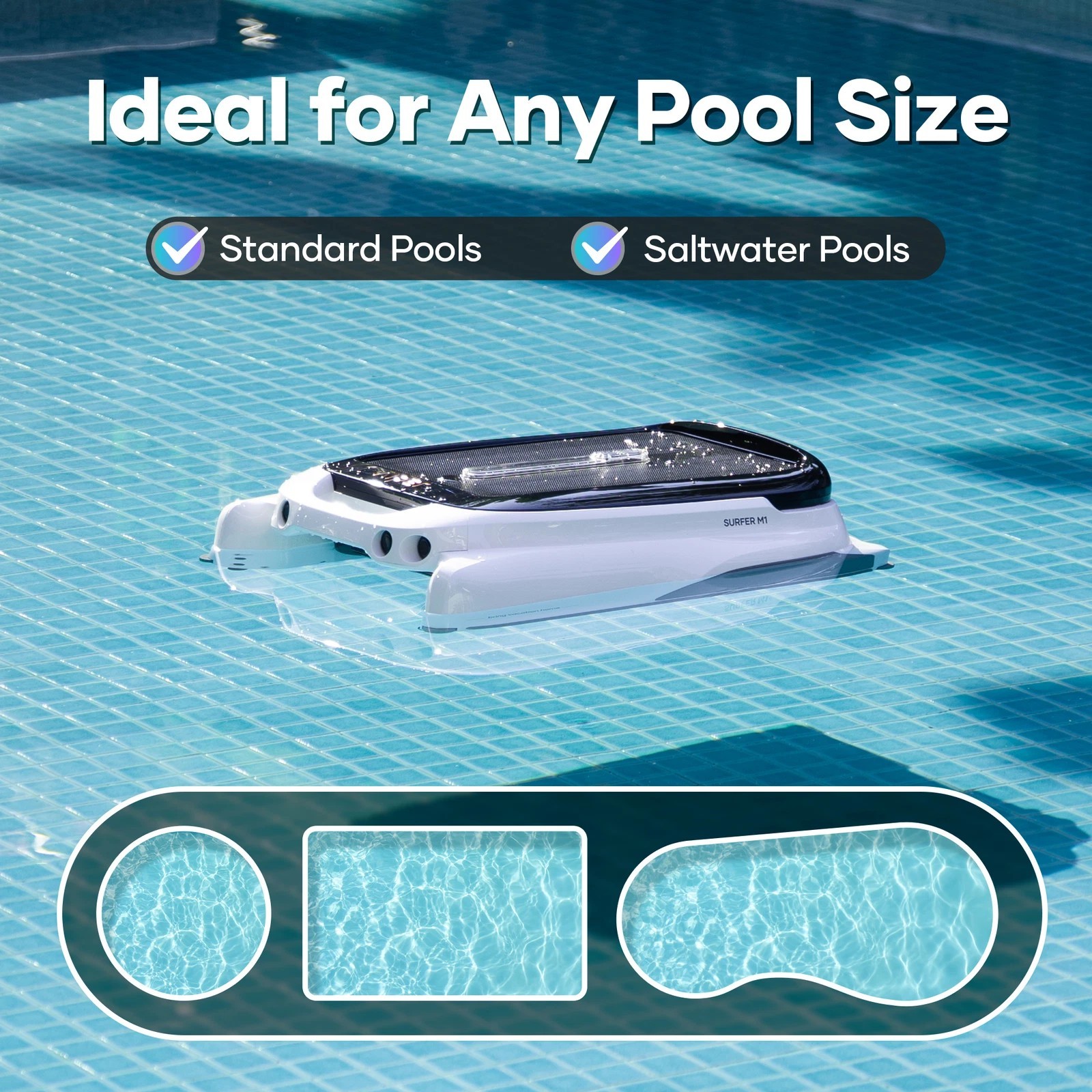 Aiper Surfer M1 Solar Powered Smart In/Above Ground Robot Pool Skimmer Cleaner