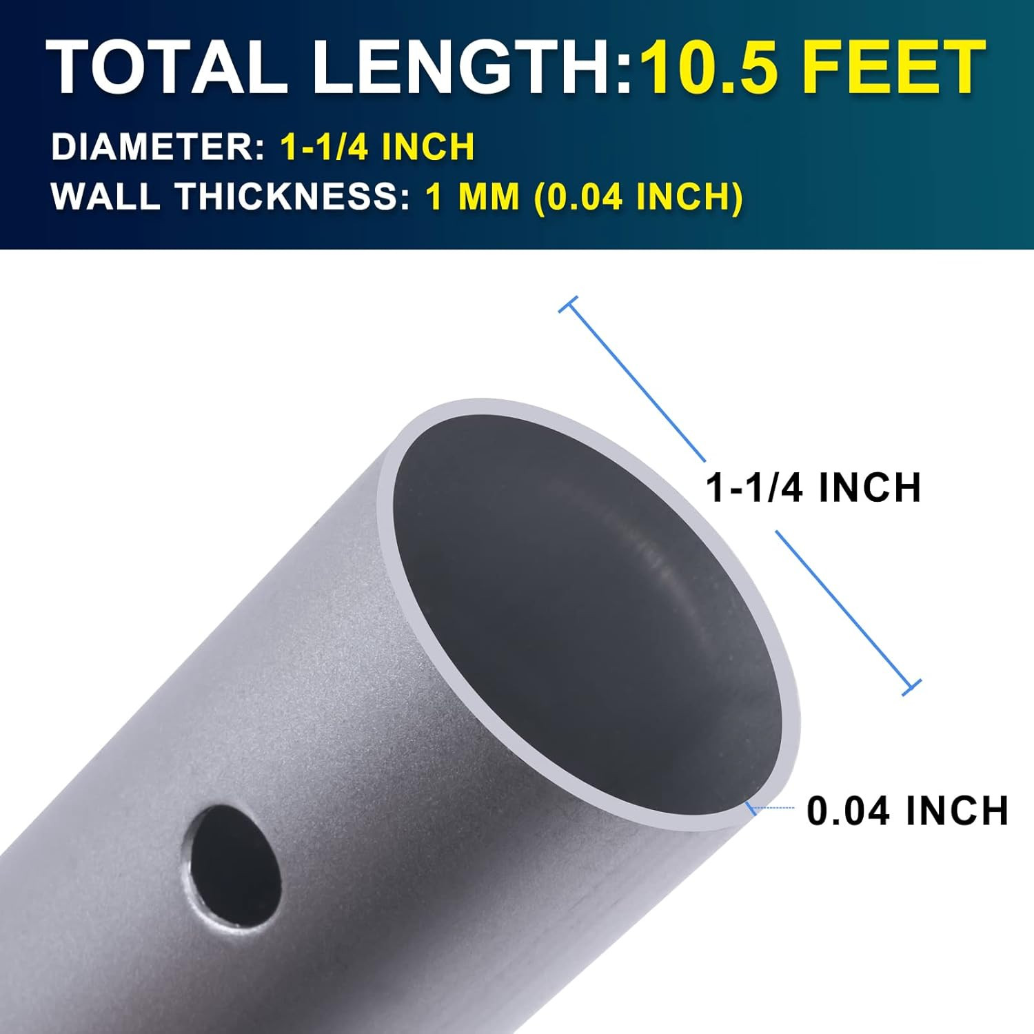 Dual-Handle Anodized Aluminum Telescopic Pool Pole, 10.5 Ft