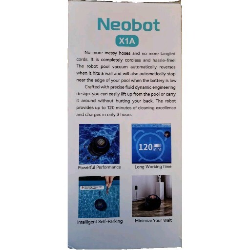 NEW – NEOBOT X2 Cordless Pool Cleaner, Automatic Robotic Pool Vacuum, 120 mins